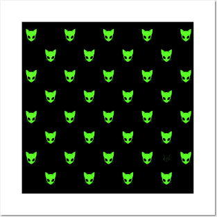 Aliencat black background flat style Posters and Art